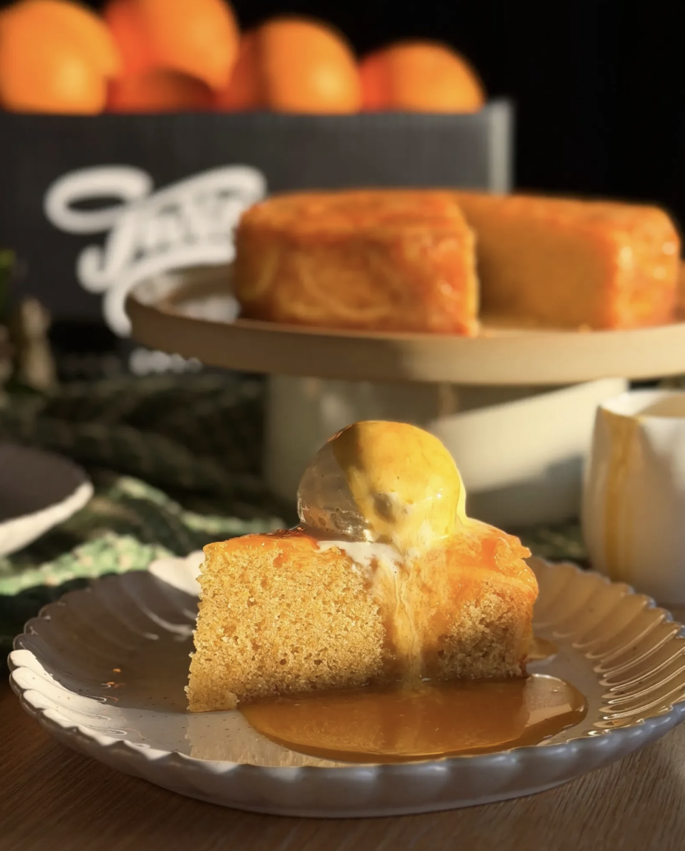 Orange & Cardamom Upside-down Cake With Orange Sea Salt Caramel 